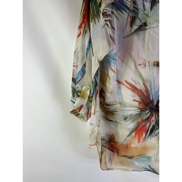 Milly Tropical Parrot Print Cotton Silk Shirt - Picture 8 of 10